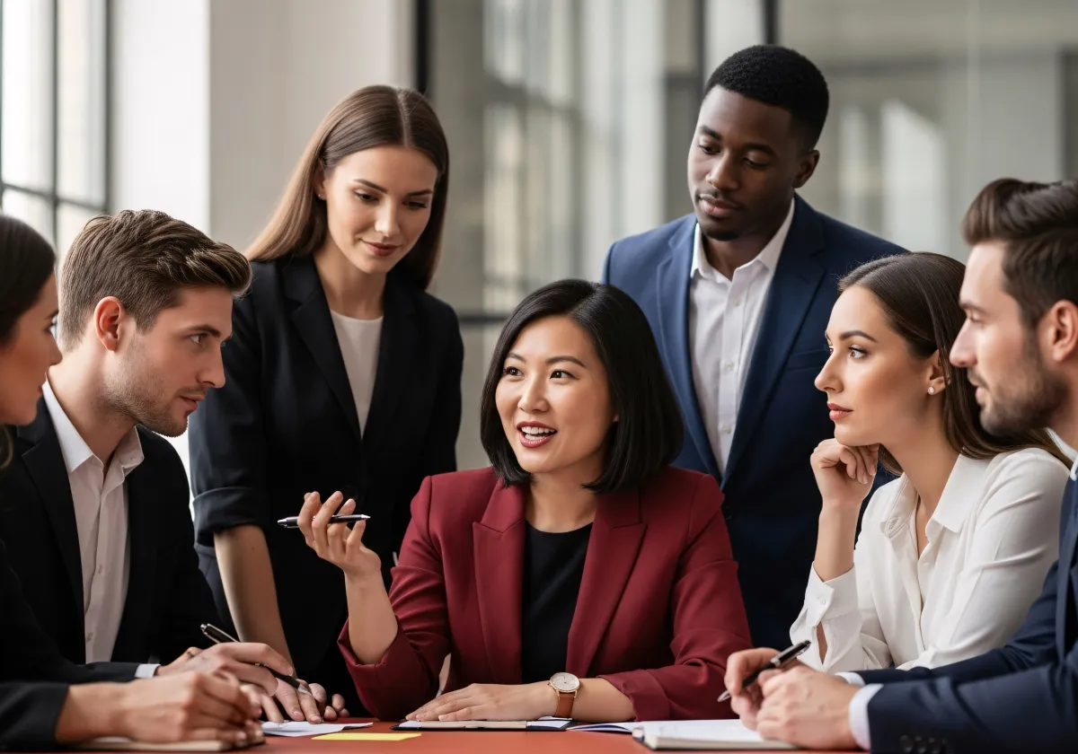 Equipa profissional motivacional colaborando